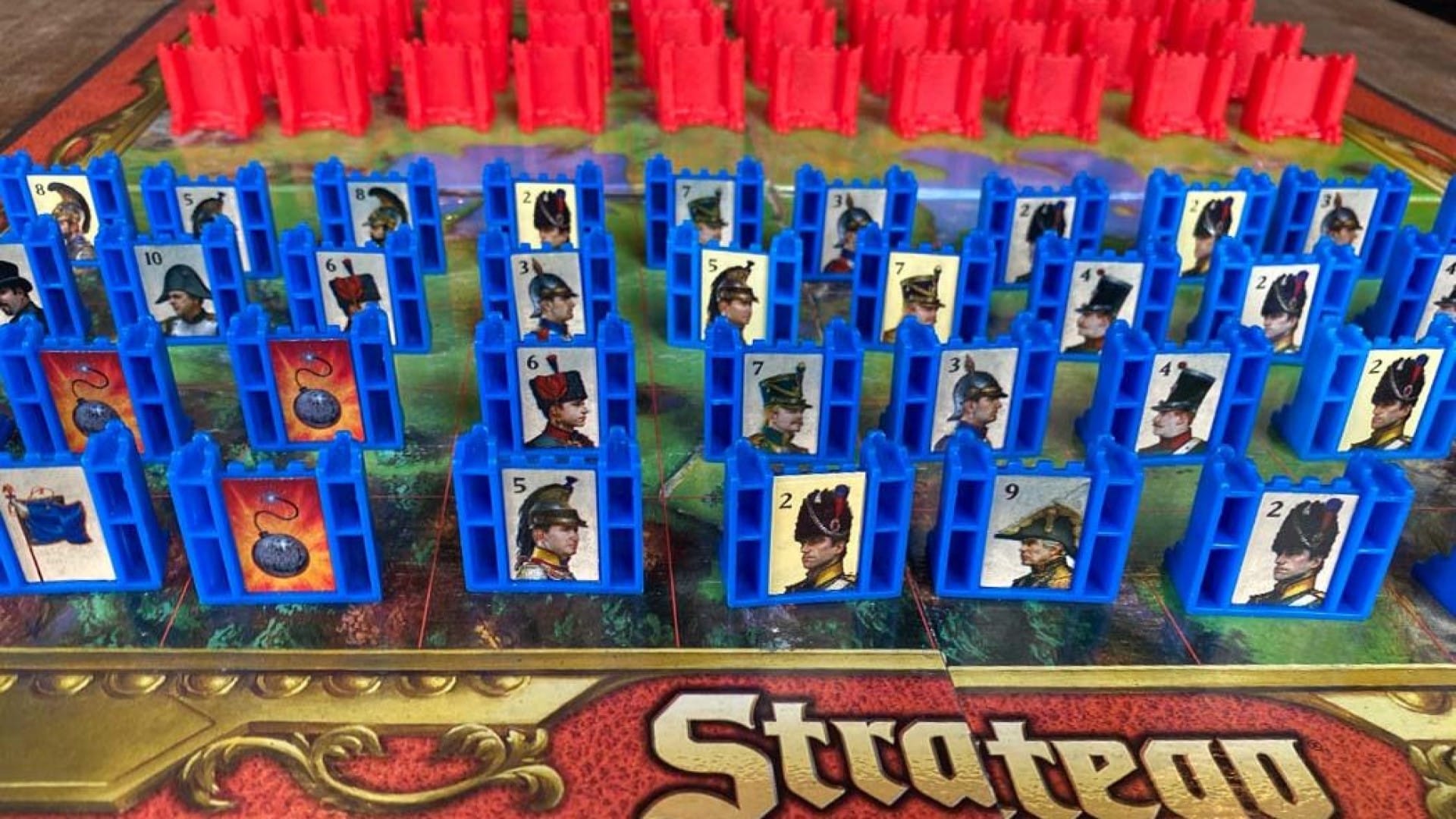 A screenshot of game pieces from the board game, Stratego.